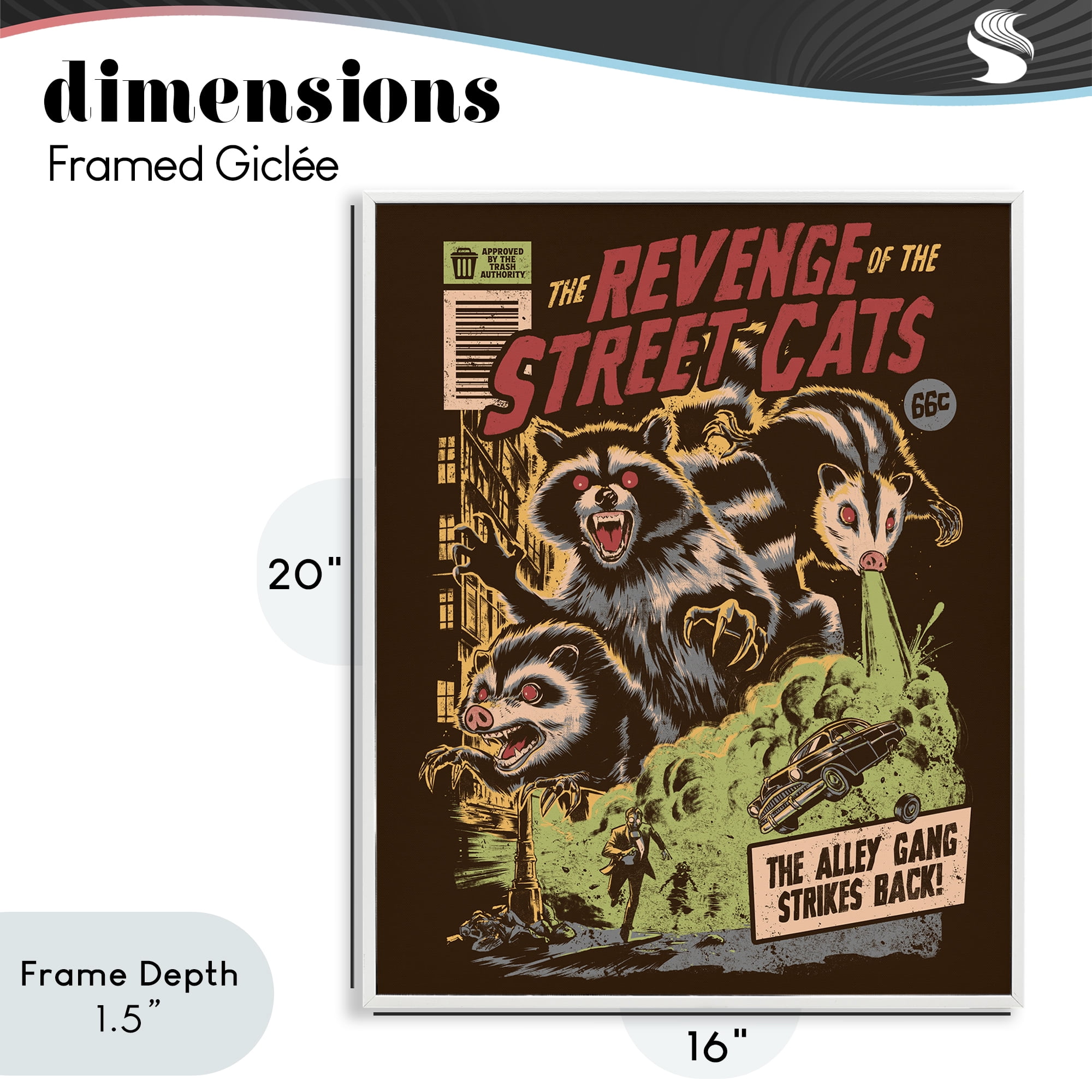 Stupell Industries Revenge Of Street Cats White Framed Giclee Art, design by EduEly Designs