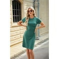 thumbnail image 5 of Women'S Short Sleeve Ruched Casual Sundress Midi Bodycon T Shirt Dress Dark green XL, 5 of 9