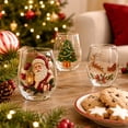 thumbnail image 6 of 2D Christmas Glass Cup, Festive Printed Holiday Drinkware with Santa Snowman Reindeer or Christmas Tree, Clear Glass for Winter Parties, Dinner Tables and Christmas Gifts, 6 of 8