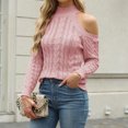 thumbnail image 7 of TMOYZQ Womens Sweaters Dressy Casual Fashion Cold Shoulder Long Sleeve Cable Knit Sweater Jumper Fall Turtleneck Pullover Top on Clearance, 7 of 7