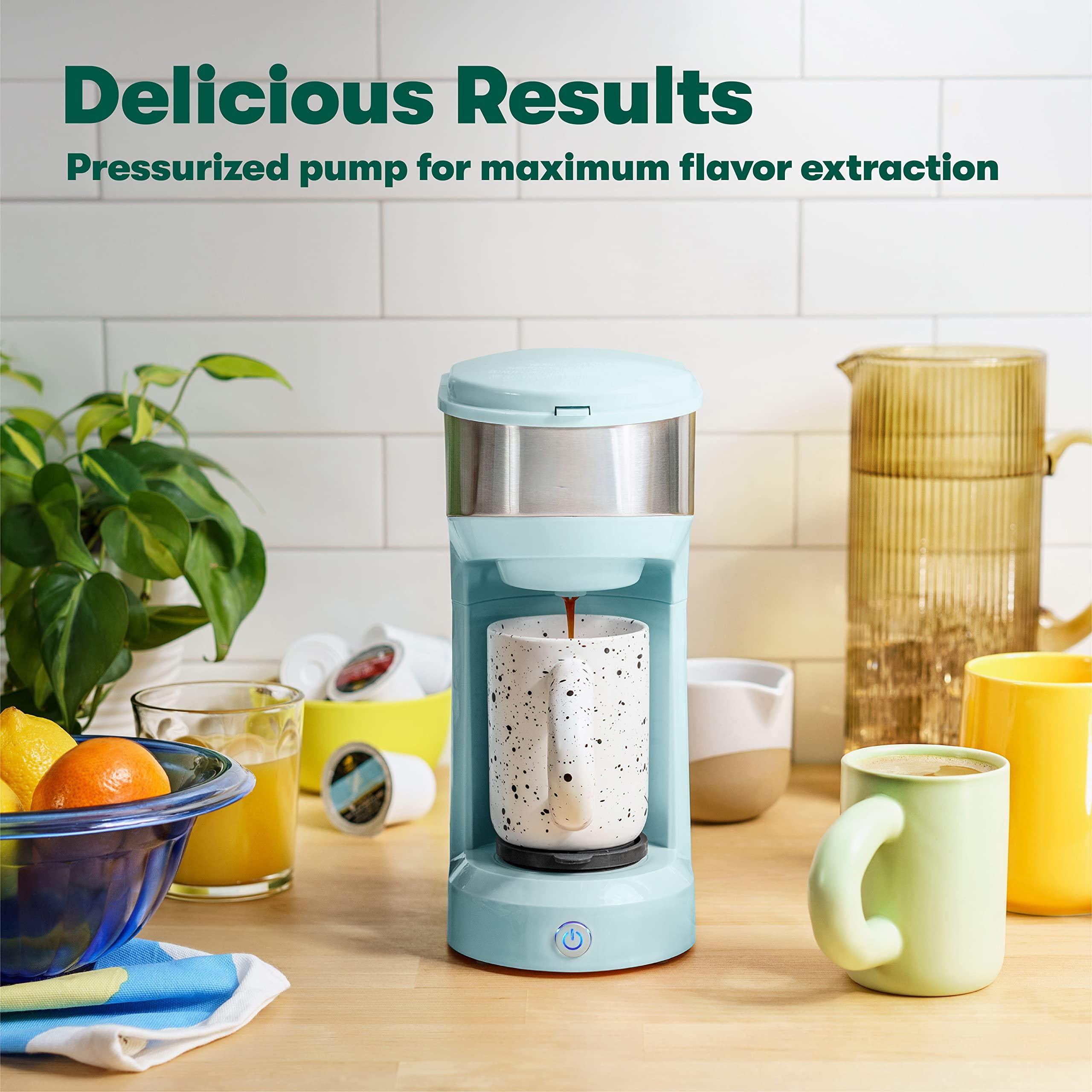 Single Serve Coffee Maker for K Pod, 2-in-1 Coffee Maker Single Serve & Ground Coffee Brewer, Quick Brew 6 to 14oz Brew size Carefree Auto Shut Off Small Coffee Machine for Apartment