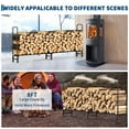 thumbnail image 4 of 8FT Heavy Duty Firewood Rack Stand – Durable Metal Log Holder with Fabric Mesh – Robust Firewood Storage for Fireplace, Fire Pits, Camping & Backyard – Weatherproof, Space-Saving – Size: 8FT, 4 of 8