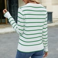 thumbnail image 6 of UAMVSH Long Sleeve Sweaters for Women Classic Stripe Printed Vacation Pullover Tops Lightweight Casual Collared Work Dressy Sweaters(X-Large,Green), 6 of 6