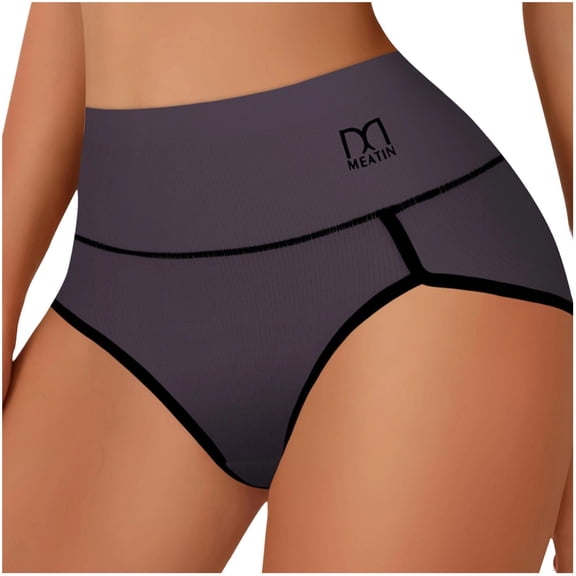 Kvture Ribbed Hipster Panties for Women No Show High Rise Briefs Full Coverage Soft Panty Stretch Solid Color Underwear S