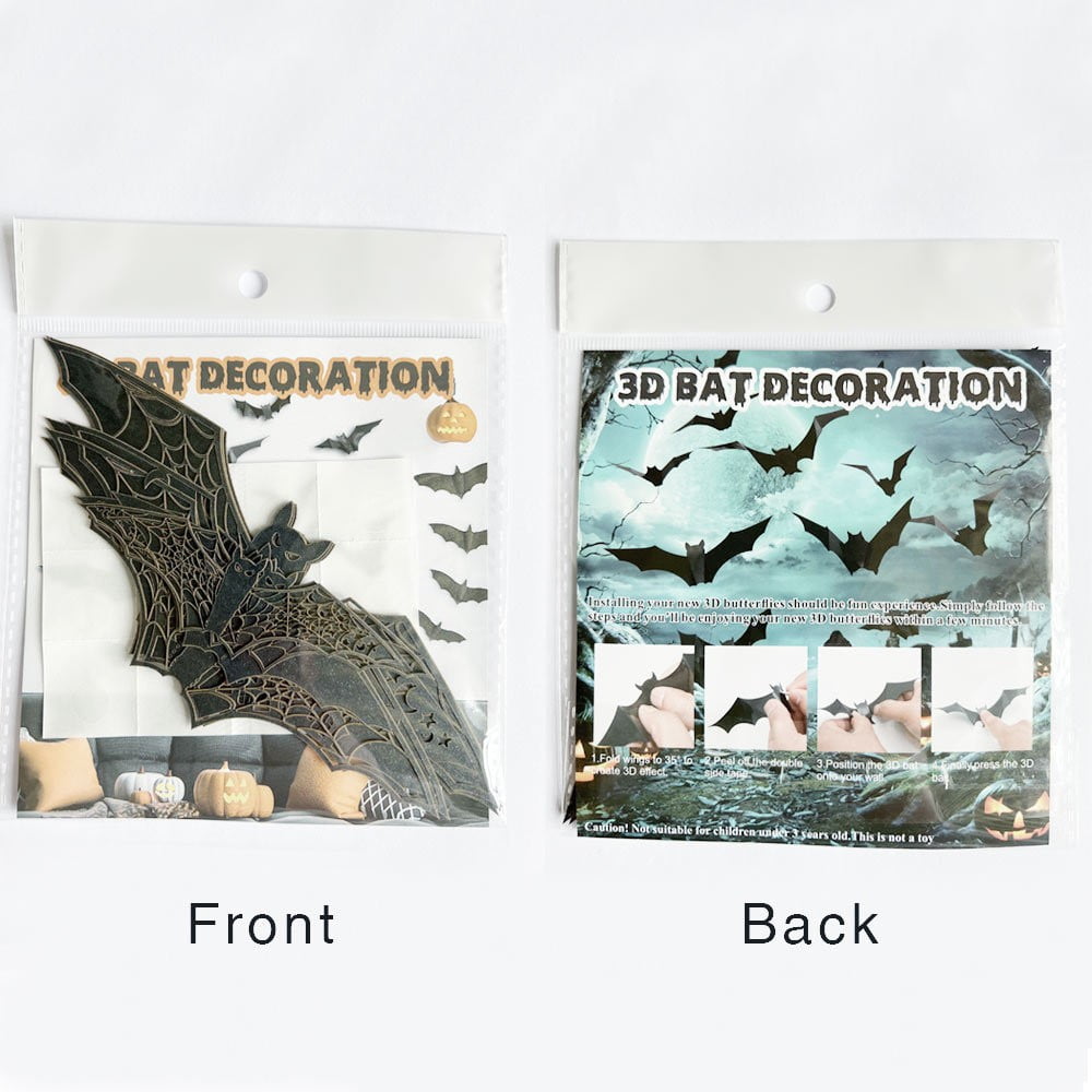 Lot De 96 Autocollants 3D Chauve-souris Effrayants - 4