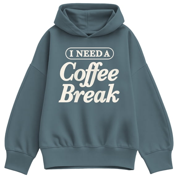 Instant Message - Need Coffee Break Oversized Fleece Hoodie Sweatshirt