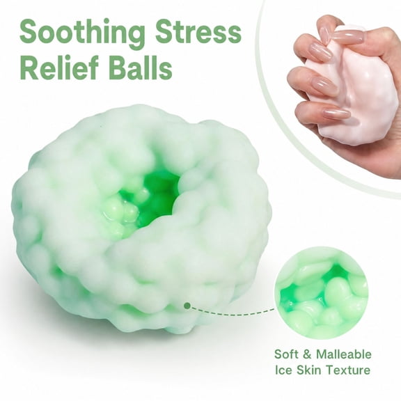 Crunchy Stress Ball,Squeeze Sensory Ball with Beads Filling, Particle Texture Pocket Size Sensory Fidget Toy,Slow Rising Squishy Ball,1Pc