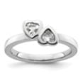 thumbnail image 5 of Auriga Fine Jewelry 925 Sterling Silver White Topaz Double Heart Ring Size 10for Women, 5 of 6