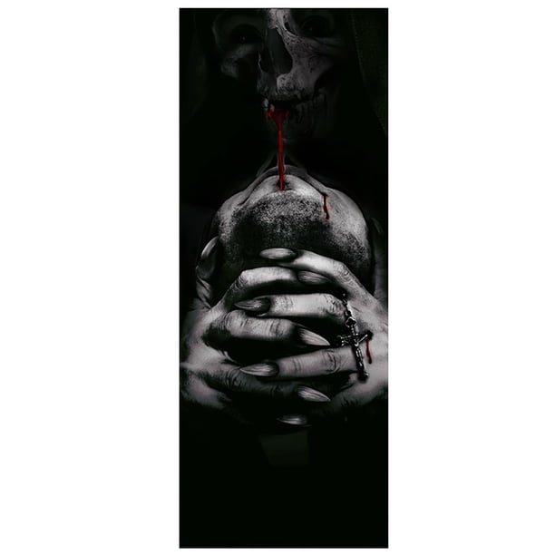 Papel Pintado De Terror 3D Pegatina De Puerta Negra Autoadhesiva Impermeable Mural De Terror Calcomanía De Pared De Pvc Para Decoración De Halloween Decoración De Fiesta Cateissary HA013114-00