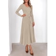 thumbnail image 4 of PRETTYGARDEN Womens Fall Maxi Long Sleeve Sweater Dress Soft Stretchy Knit, V Neck A Line Dresses with Bow, Flowy Pleated Hem, Cocktail Party Outfits, Trendy Winter Clothes, 4 of 9