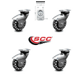 thumbnail image 2 of 3 Inch Bright Chrome Hooded Polyurethane Top Plate Casters Set of 4 SCC, 2 of 2