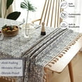 thumbnail image 5 of Rectangle Cotton Linen Tablecloth: New Chinese Style Retro Table Cloth with Tassel, Multi Size Wrinkle Free Decorative Tablecloth, Rustic Farmhouse Kitchen Table Cover (D, 55''×79''), 5 of 10
