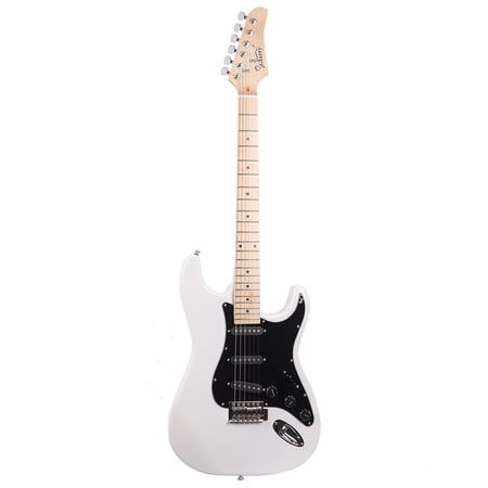 Kmowoo Glarry GST Stylish Electric Guitar Kit with Black Pickguard White