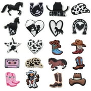 ITOUCHYOU 20PCS Cowgirl Horse Croc Charms Western Country Aniamls Shoe Decoration Charms Buckle Pins Party Favors Gifts
