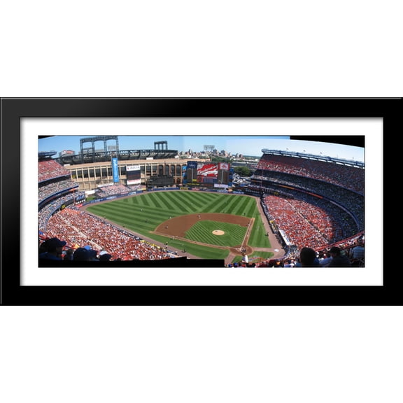 Shea Stadium 40x18 Large Black Wood Framed Print Art - Home of the New York Mets