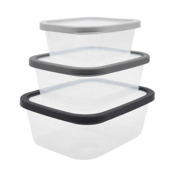 Mainstays Grey Plastic Food Storage Container Set, 3 Piece