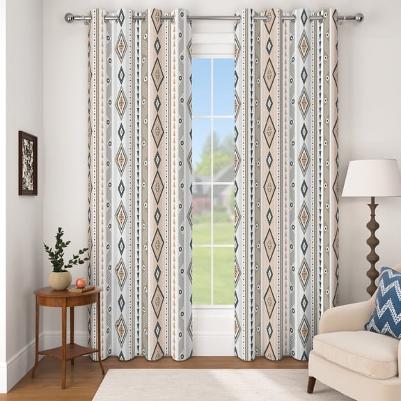 Nanqianyi Boho Geometric Blackout Curtains,Thermal Room Darkening Window Drapes,Set of 2 Panels,42x63 Inch,Grommet Top