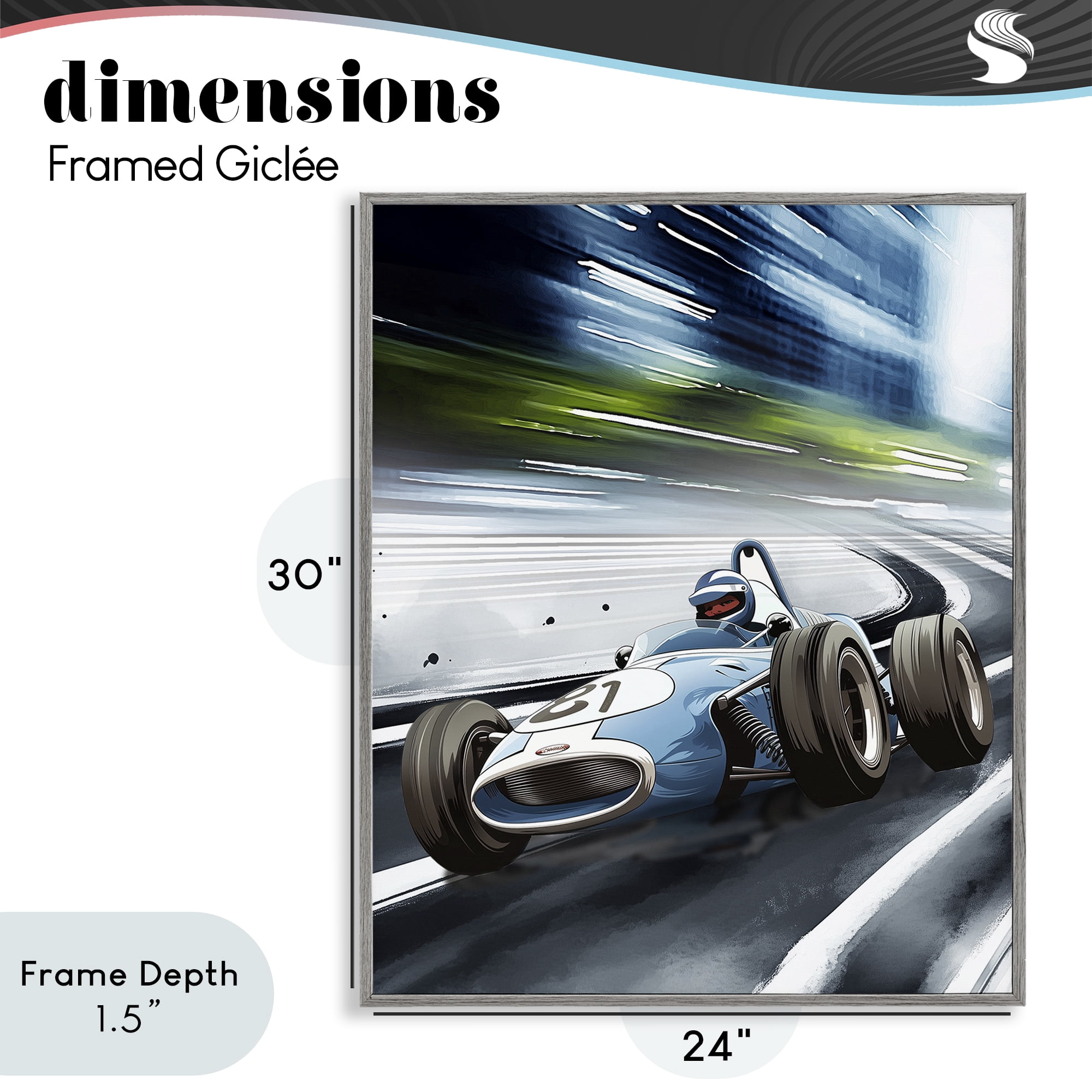 Stupell Industries Speeding Racecar Driver Gray Framed Giclee Art, design by Christine Simpson Art