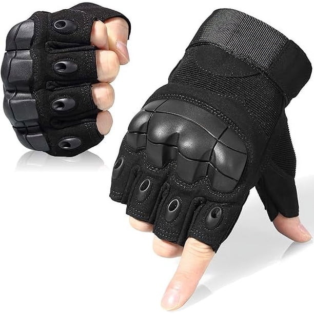 Guantes tácticos sin dedos para moto, motocicleta, ciclismo, escalada, senderismo, caza, para tiro, caza, motociclismo, escalada (XL-negro)