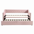 thumbnail image 5 of Bellemave Twin Size Daybed with Pop up Trundle, Upholstered Twin to King Daybed with Button Tufted Backrest, Extendable Tufted Sofa Bed for Bedroom Living Room Guest,Pink, 5 of 9