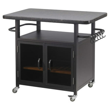 The Outdoor GreatRoom Company Bistro 24'' Cabinet with 36'' Granite Top and Black Glass Doors