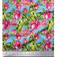 thumbnail image 1 of Soimoi Poly Georgette Fabric Parrot,Leaves & Lotus Floral Decor Fabric Printed Yard 52 Inch Wide, 1 of 3