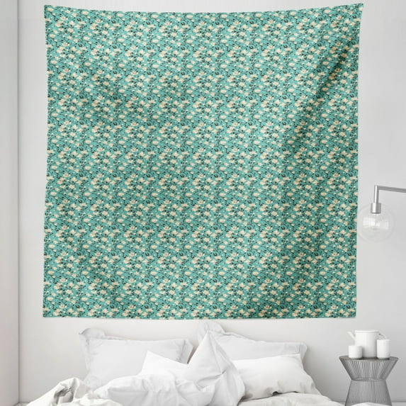 Floral Tapestry, Crooked Twiggy Branches of Flourishing White Magnolia Flowers and Bud, Fabric Wall Hanging Decor for Bedroom Living Room Dorm, 5 Sizes, Dark Brown Ivory, by Ambesonne