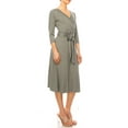 thumbnail image 2 of Women's Plus Size Wrap Dress 3/4 Sleeve V Neck Waist Tie, 2 of 6