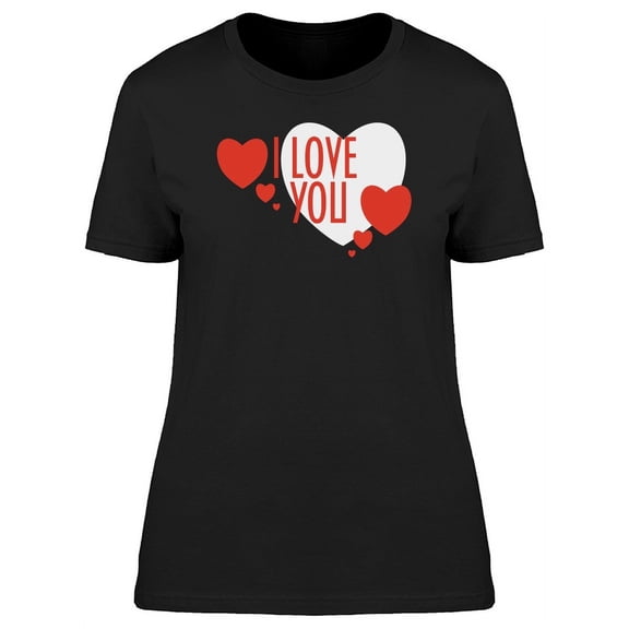 I Love You White & Red Hearts T-Shirt Women -Image by Shutterstock, Female Large