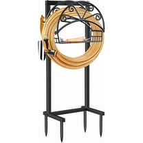 Garden Hose Holder Upgraded Water Hose Holder with Storage Basket 2 Tool Hooks Heavy Duty 4 Spikes Hose Hanger Holds 160ft Hoses Freestanding Hoses Storage Organizer for Outside Yard