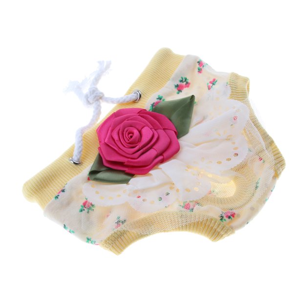 Pantalones cortos fisiológicos de interior de la menstruación del perro del animal doméstico femenino - Amarillo Yuyangstore Ropa interior sanitaria del perrito del perro