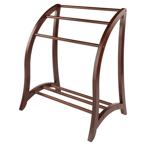 Wood Quilt Rack 3-Rung, Antique Walnut Finish - Betsy Blanket Rack for Quilts, Throws, Towels - Bedroom, Bathroom, Craft Room Display & Storage