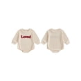 thumbnail image 2 of BemeyourBBs Newborn Baby Girl Boy Valentine Day Outfit Bubble Romper Loved Letter Embroidery Long Sleeve Bodysuit Fall Spring Clothes, 2 of 9