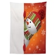 thumbnail image 3 of Ambesonne Christmas Tablecloth Rectangular Table Cover, Funny Snowman Santa, 60"x84", White Orange, 3 of 4