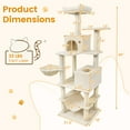 thumbnail image 3 of Gymax 66'' Tall Cat Tree w/2 Condos Sisal Scratching Posts Plush Perch Hammock Basket Beige, 3 of 10
