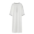 thumbnail image 5 of Yaoyar Men's Muslim Clothes V-Neck Short Sleeve Plus Size Thobe Kaftan Loose Casual Solid Color Breathable Soft Thobe, 5 of 7
