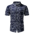 thumbnail image 4 of Eashery Mens T Shirts Turn Down Collar T Shirts Men Button-Down Dress Shirt Shirts Dark Blue L, 4 of 5