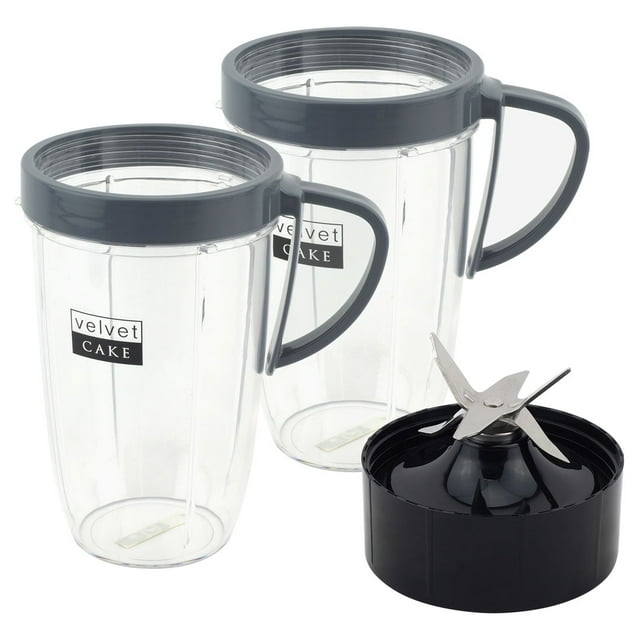 2 Pack Felji 24 oz Tall Cup with Handled Lip Ring + Extractor Blade for Nutribullet Lean NB-203 1200W Blender