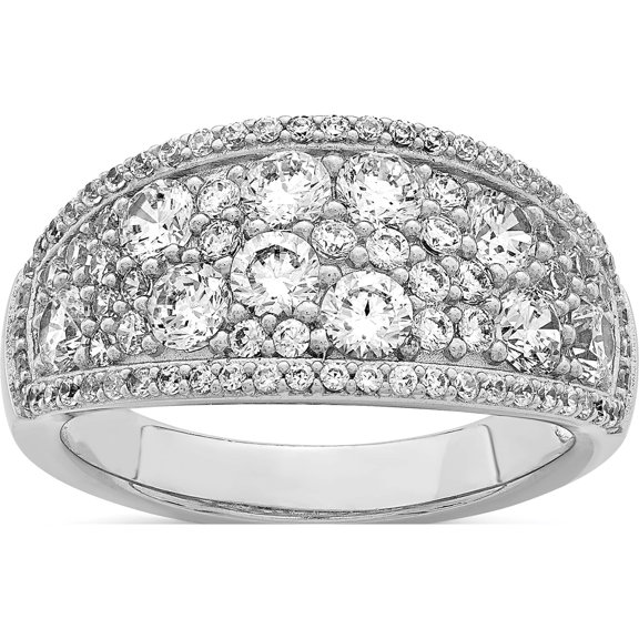 Sterling Silver Rhodium-Plated Pave Cz Ring (Size 8) Made In China qr7115-8