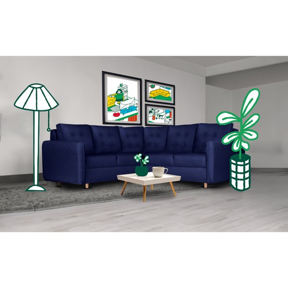 Sala Esquinera Modular 3 Piezas Makora Lino Azul