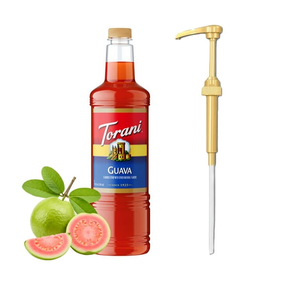 Torani Guava Flavouring Syrup, 1L (33.8 fl oz) Plastic Bottle with Absol Gold Pump