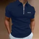thumbnail image 3 of Camisa de rayas ajustada, ropa informal, moda, producto nuevo, verano, cremallera, cómoda y transpirable, top de negocios, novedad de 2024, 3 of 4
