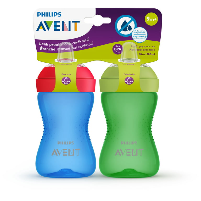 Controle Groenland Vertrappen Philips Avent My Grippy Spout Sippy Cup with Soft Spout and Leak-Proof  Design, Blue/Green, 10oz, 2pk, SCF801/21 - Walmart.com