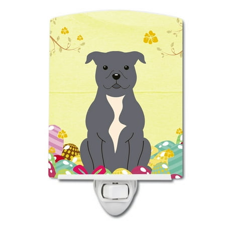 

Caroline s Treasures BB6046CNL Easter Eggs Staffordshire Bull Terrier Blue Ceramic Night Light 6x4x3 multicolor
