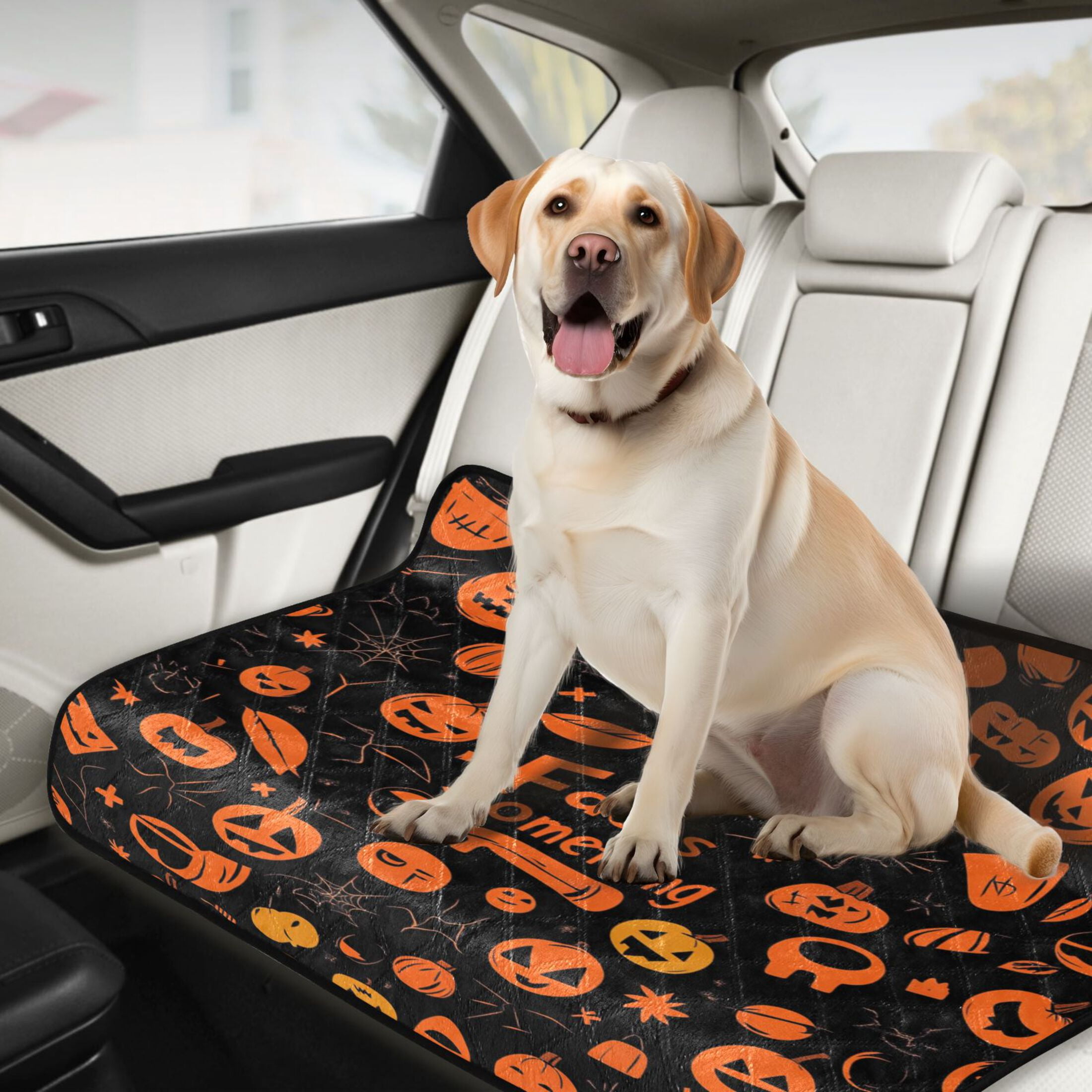 Qxltty Pattern Of Black and Orange Halloween Symbols Cat litter Pads Pet Set of 2 Diaper Mats Center Anti-leakage Layer Absorbent Soft and Comfortable