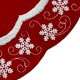 thumbnail image 2 of Northlight 48-Inch Velvet Red and White Snowflake Scallop Christmas Tree Skirt, 2 of 3