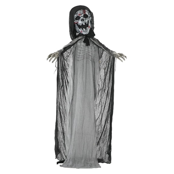 Halloween Witch Decoration Animated Prop - 74" Skeleton with Light Up Eyes & Howling Sound - Indoor/Outdoor Spooky Decor for Yard, Parties