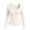 thumbnail image 2 of Bixock Long Sleeve Shirt for Women,Blouses for Women Crew Neck Knit Pullover Solid Color Slim Casual Sweater Warm Soft Daily Wear Women Clothings Size L, 2 of 2