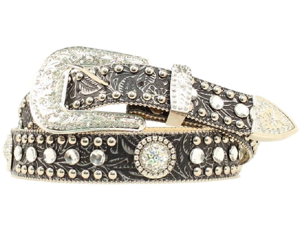 Blazin Roxx Blazin Roxx Western Belt Womens Crystal Floral Black Gray
