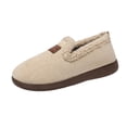thumbnail image 3 of Slippers for Women Flat Heel Round Toe Slip-on Slides Flats Loafer Slippers Casual Winter Indoor Outdoor Warm Solid Color Home Flat Shoes for Women Beige 6, 3 of 10